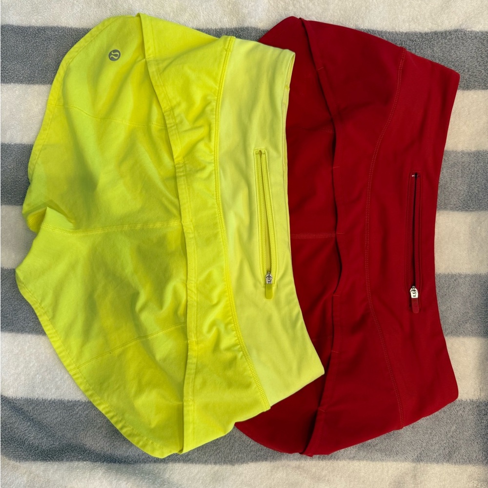 Lululemon 2.5 inch low rise Yellow and Red Athletic Shorts